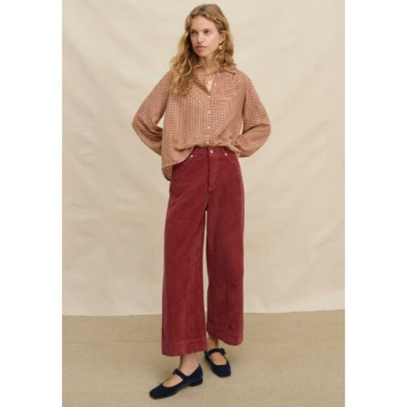 WRAP London Wide-Leg Cord Trousers Size US 12 Crop Pants Earthy Boho Academia - Picture 14 of 16